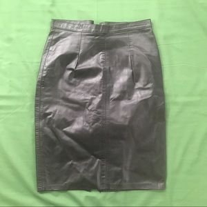 Vintage black leather pencil skirt